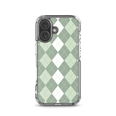 Green Argyle Clear Case