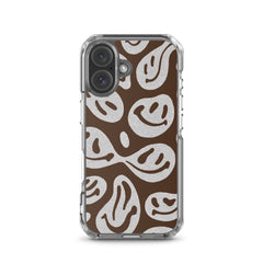 Brown Crazy Smiley Clear Case