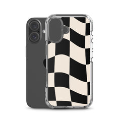 Beige Checkered Clear Case