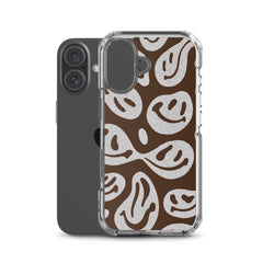 Brown Crazy Smiley Clear Case