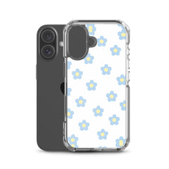 Blue Retro Floral Clear Case