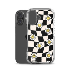 Checkered Smiling Daisies Clear Case