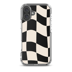 Beige Checkered Clear Case