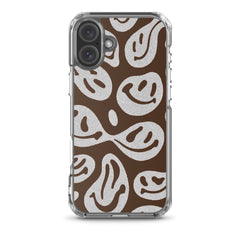 Brown Crazy Smiley Clear Case