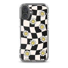 Checkered Smiling Daisies Clear Case