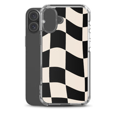 Beige Checkered Clear Case