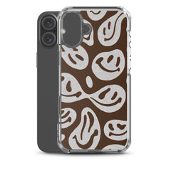 Brown Crazy Smiley Clear Case