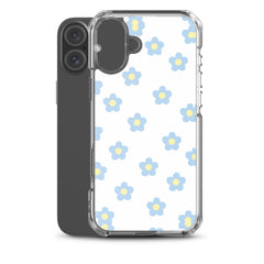 Blue Retro Floral Clear Case