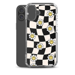 Checkered Smiling Daisies Clear Case