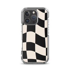 Beige Checkered Clear Case