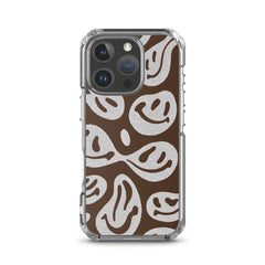 Brown Crazy Smiley Clear Case