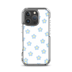 Blue Retro Floral Clear Case