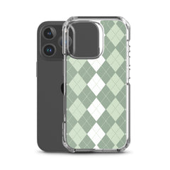 Green Argyle Clear Case