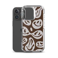 Brown Crazy Smiley Clear Case