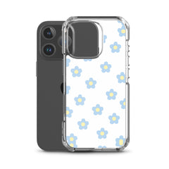 Blue Retro Floral Clear Case