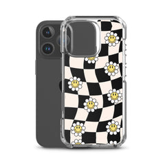 Checkered Smiling Daisies Clear Case