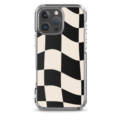 Beige Checkered Clear Case