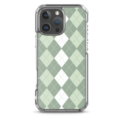 Green Argyle Clear Case