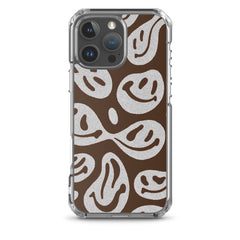 Brown Crazy Smiley Clear Case