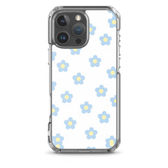 Blue Retro Floral Clear Case