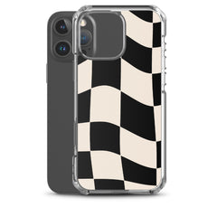 Beige Checkered Clear Case