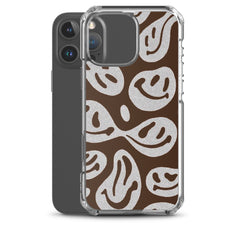 Brown Crazy Smiley Clear Case