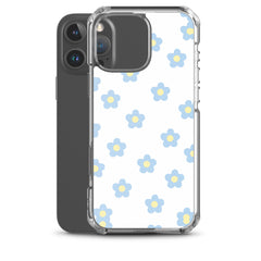 Blue Retro Floral Clear Case