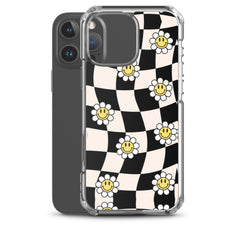 Checkered Smiling Daisies Clear Case