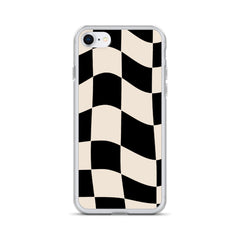 Beige Checkered Clear Case