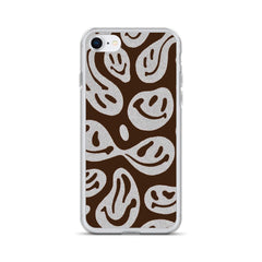 Brown Crazy Smiley Clear Case