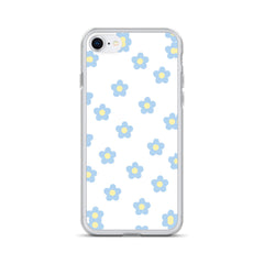 Blue Retro Floral Clear Case