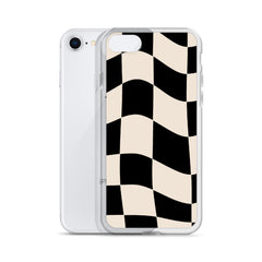 Beige Checkered Clear Case