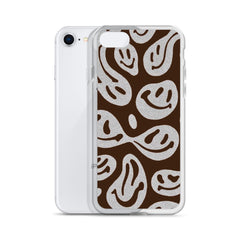 Brown Crazy Smiley Clear Case