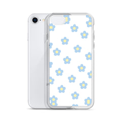 Blue Retro Floral Clear Case