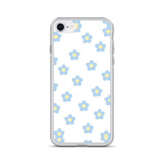 Blue Retro Floral Clear Case