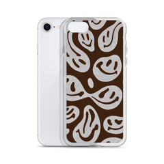 Brown Crazy Smiley Clear Case