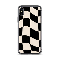 Beige Checkered Clear Case