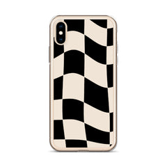 Beige Checkered Clear Case