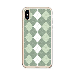 Green Argyle Clear Case