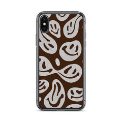 Brown Crazy Smiley Clear Case