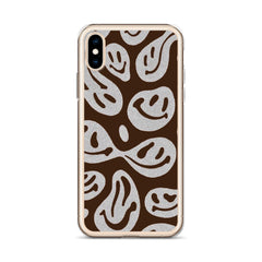 Brown Crazy Smiley Clear Case