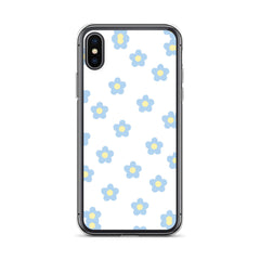 Blue Retro Floral Clear Case