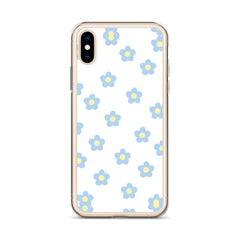 Blue Retro Floral Clear Case