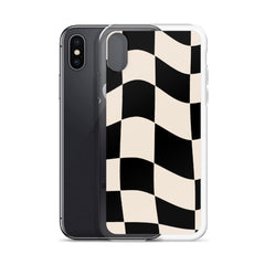 Beige Checkered Clear Case