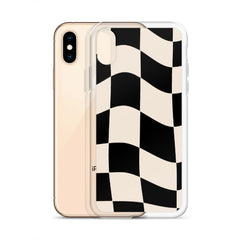 Beige Checkered Clear Case