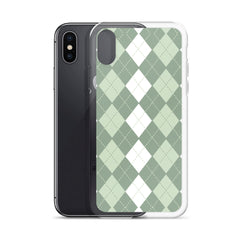 Green Argyle Clear Case