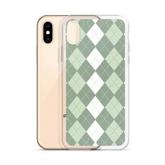 Green Argyle Clear Case