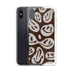 Brown Crazy Smiley Clear Case