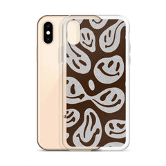 Brown Crazy Smiley Clear Case