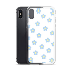 Blue Retro Floral Clear Case